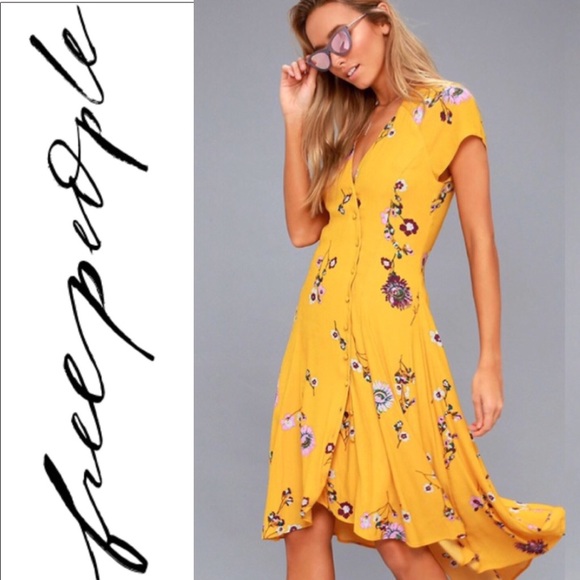 Free People Dresses & Skirts - 🆕 Free People Golden Yellow Floral Print Dress